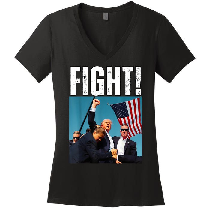 Donald Trump Fight Fist 2024 Women's V-Neck T-Shirt