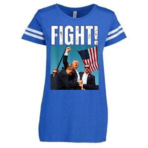 Donald Trump Fight Fist 2024 Enza Ladies Jersey Football T-Shirt