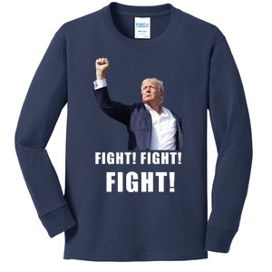 Donald Trump Fight Fighting Fighters Supporters Americans Kids Long Sleeve Shirt