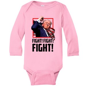 Donald Trump Fight Fighting Fighters Supporters Americans Baby Long Sleeve Bodysuit