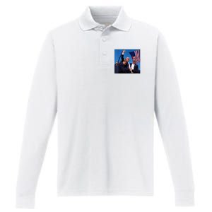 Donald Trump Fight Fist 2024 Performance Long Sleeve Polo