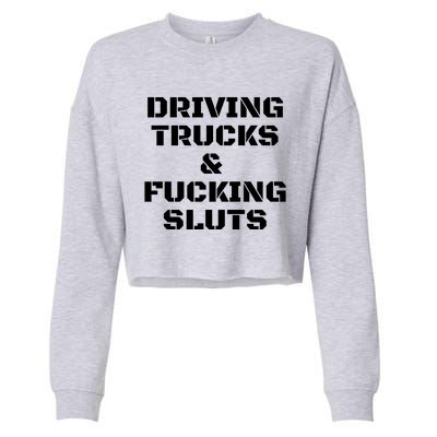 Driving Trucks & Fucking Sluts Funny Cropped Pullover Crew