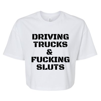 Driving Trucks & Fucking Sluts Funny Bella+Canvas Jersey Crop Tee