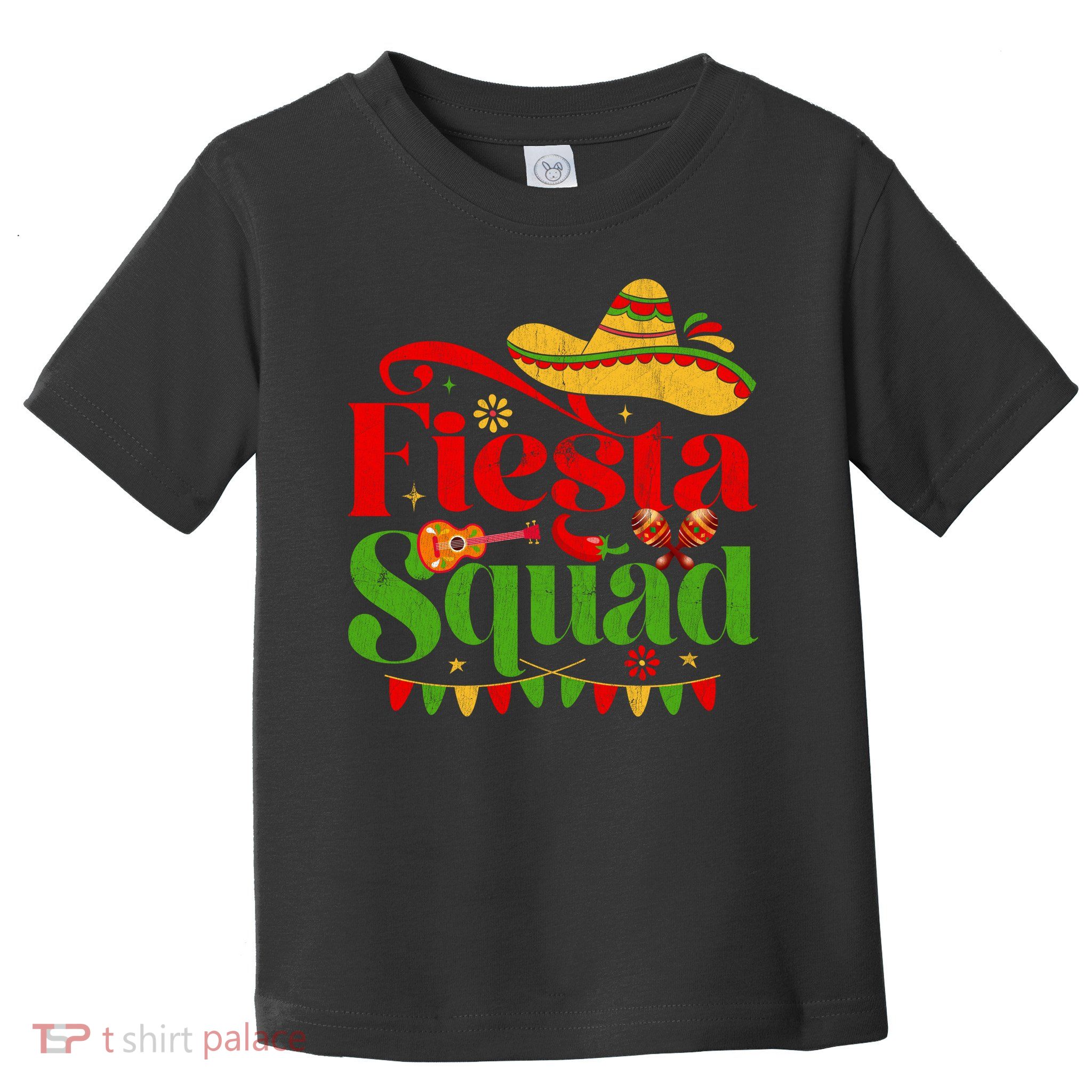 Down To Fiesta Squad Happy Cinco De Mayo Mexican Guitar Sombrero Toddler T-Shirt
