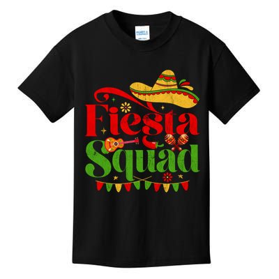 Down To Fiesta Squad Happy Cinco De Mayo Mexican Guitar Sombrero Kids T-Shirt