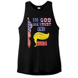 Donald Trump For President 2024 American Flag Ladies PosiCharge Tri-Blend Wicking Tank