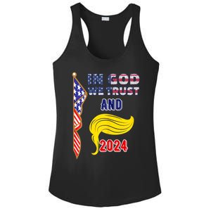 Donald Trump For President 2024 American Flag Ladies PosiCharge Competitor Racerback Tank