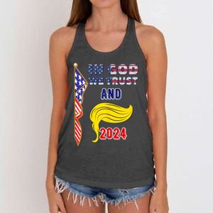 Donald Trump For President 2024 American Flag Women's Knotted Racerback Tank