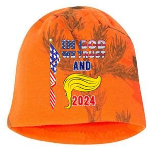 Donald Trump For President 2024 American Flag Kati - Camo Knit Beanie