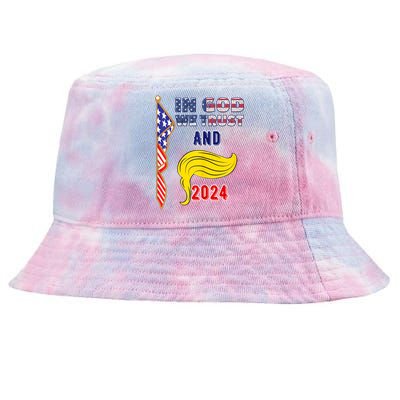 Donald Trump For President 2024 American Flag Tie-Dyed Bucket Hat