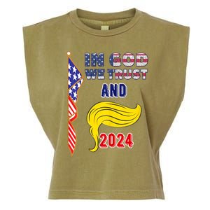 Donald Trump For President 2024 American Flag Garment-Dyed Women's Muscle Tee