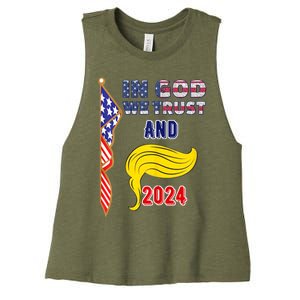 Donald Trump For President 2024 American Flag Women's Racerback Cropped Tank