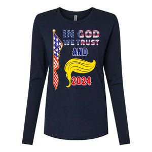 Donald Trump For President 2024 American Flag Womens Cotton Relaxed Long Sleeve T-Shirt