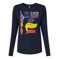 Donald Trump For President 2024 American Flag Womens Cotton Relaxed Long Sleeve T-Shirt