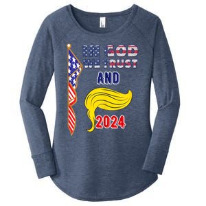 Donald Trump For President 2024 American Flag Women's Perfect Tri Tunic Long Sleeve Shirt