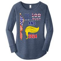 Donald Trump For President 2024 American Flag Women's Perfect Tri Tunic Long Sleeve Shirt