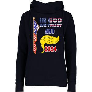 Donald Trump For President 2024 American Flag Womens Funnel Neck Pullover Hood