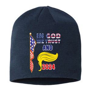 Donald Trump For President 2024 American Flag Sustainable Beanie