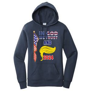 Donald Trump For President 2024 American Flag Women's Pullover Hoodie