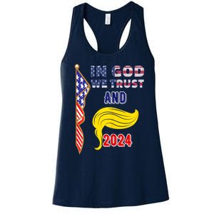 Donald Trump For President 2024 American Flag Women's Racerback Tank