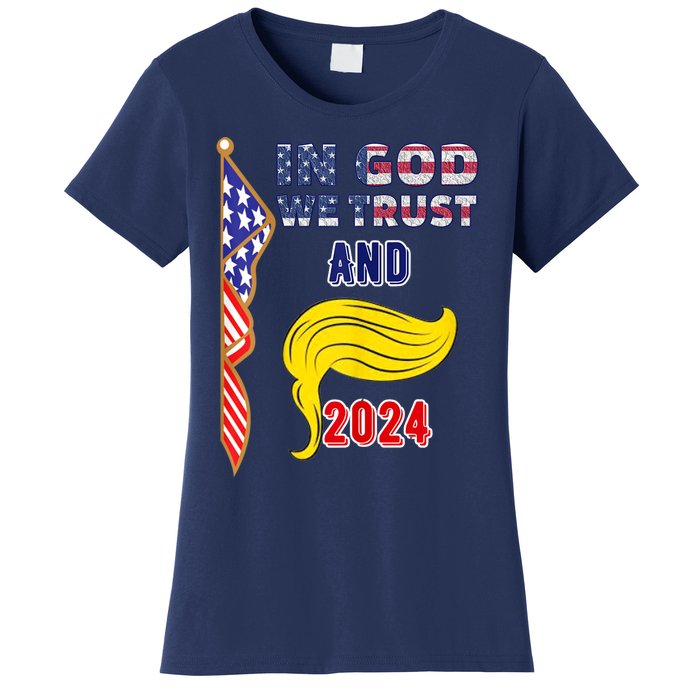 Donald Trump For President 2024 American Flag Women's T-Shirt