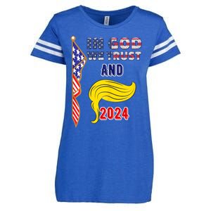 Donald Trump For President 2024 American Flag Enza Ladies Jersey Football T-Shirt