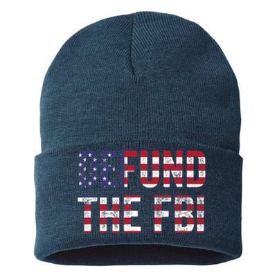 Defund The FBI American Flag Republican Sustainable Knit Beanie