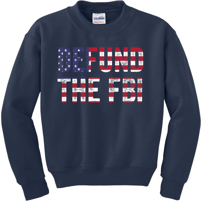 Defund The FBI American Flag Republican Kids Sweatshirt