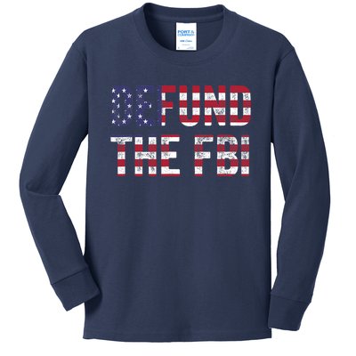 Defund The FBI American Flag Republican Kids Long Sleeve Shirt