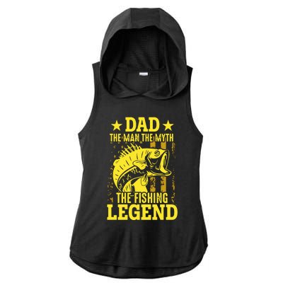 Dad The Fishing Legend Ladies PosiCharge Tri-Blend Wicking Draft Hoodie Tank