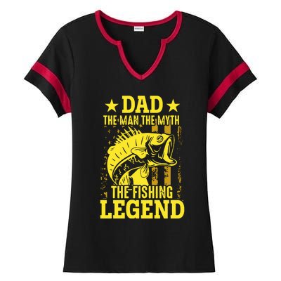 Dad The Fishing Legend Ladies Halftime Notch Neck Tee