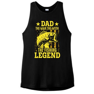 Dad The Fishing Legend Ladies PosiCharge Tri-Blend Wicking Tank