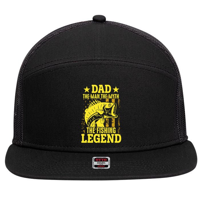 Dad The Fishing Legend 7 Panel Mesh Trucker Snapback Hat