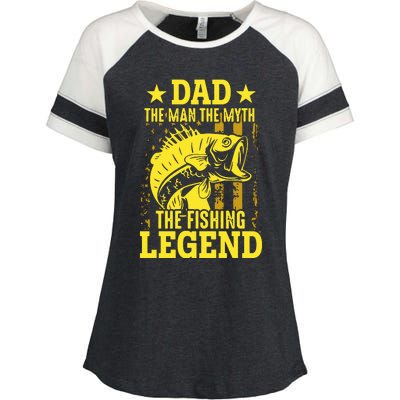 Dad The Fishing Legend Enza Ladies Jersey Colorblock Tee