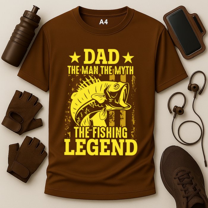 Dad The Fishing Legend Cooling Performance Crew T-Shirt