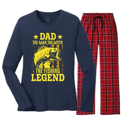 Dad The Fishing Legend Women's Long Sleeve Flannel Pajama Set 