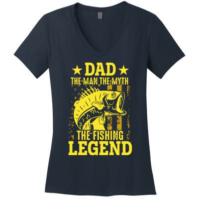 Dad The Fishing Legend Women's V-Neck T-Shirt