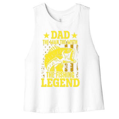 Dad The Fishing Legend Women's Racerback Cropped Tank