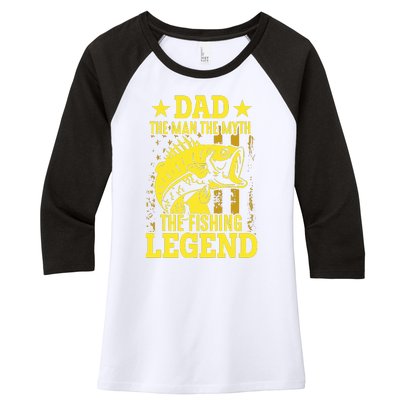 Dad The Fishing Legend Women's Tri-Blend 3/4-Sleeve Raglan Shirt