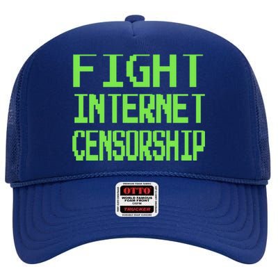 Defend The First Adt Fight Internet Censorship Meme Cool Gift High Crown Mesh Back Trucker Hat