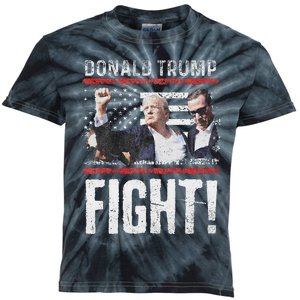 Donald Trump Fist American Flag Trump Fight Kids Tie-Dye T-Shirt