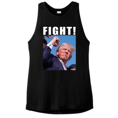 Donald Trump Fight! Trump Shot Trump Rally 7 13 2024 Ladies PosiCharge Tri-Blend Wicking Tank