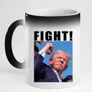 Donald Trump Fight! Trump Shot Trump Rally 7 13 2024 11oz Black Color Changing Mug