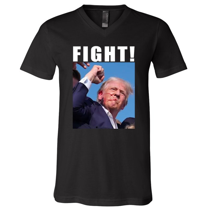 Donald Trump Fight! Trump Shot Trump Rally 7 13 2024 V-Neck T-Shirt