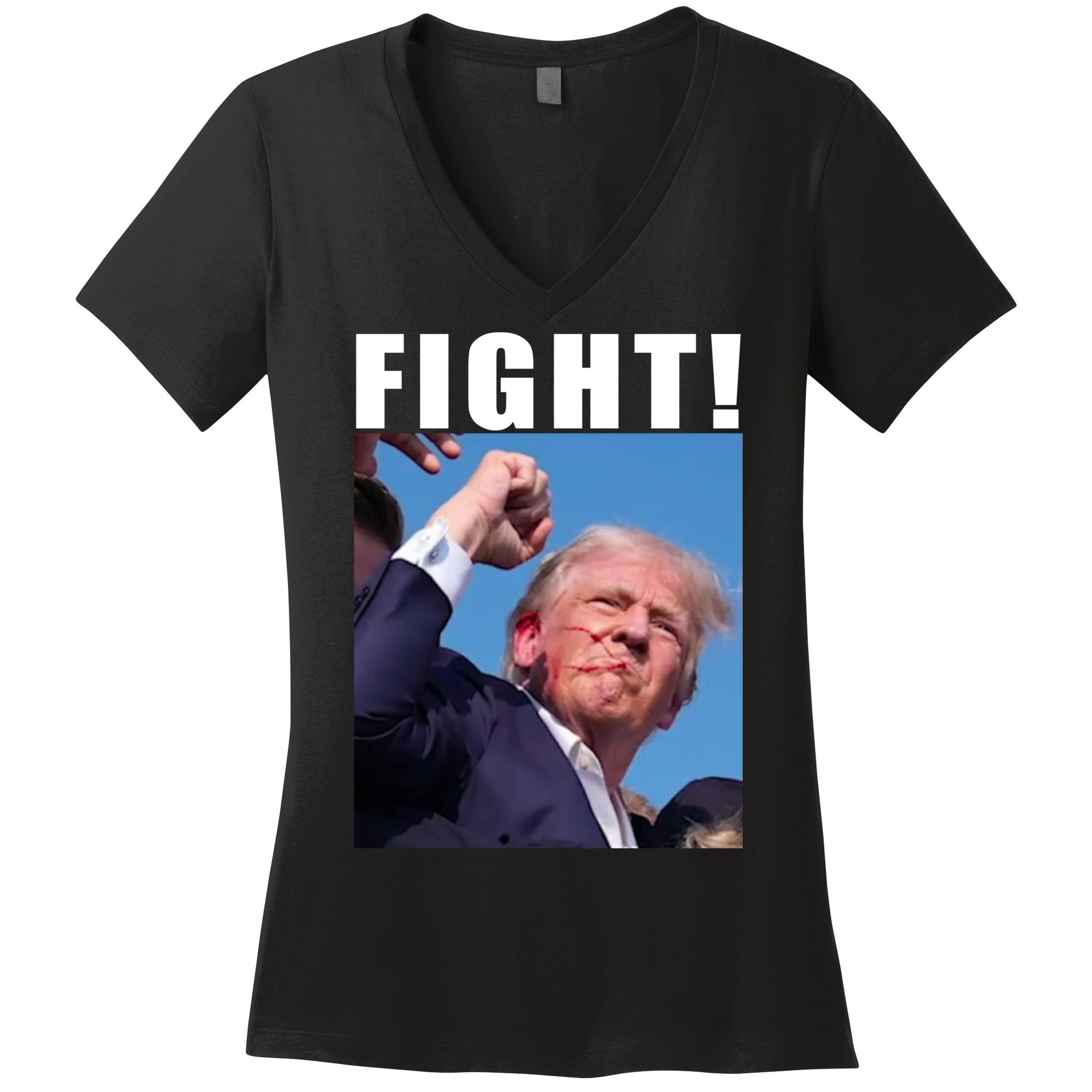 Donald Trump Fight! Trump Shot Trump Rally 7 13 2024 Women's V-Neck T-Shirt