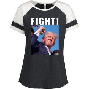 Donald Trump Fight! Trump Shot Trump Rally 7 13 2024 Enza Ladies Jersey Colorblock Tee