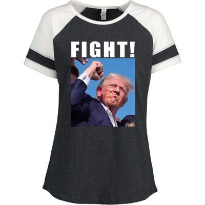 Donald Trump Fight! Trump Shot Trump Rally 7 13 2024 Enza Ladies Jersey Colorblock Tee