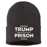 Donald Trump For Prison 2024 Trump In Jail Funny Prison Go Straight To Jail Sustainable Knit Beanie