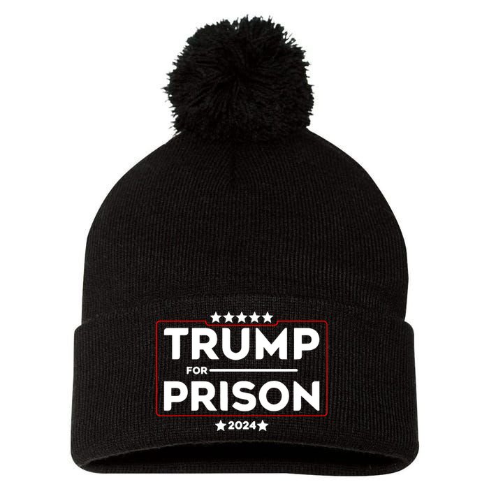 Donald Trump For Prison 2024 Trump In Jail Funny Prison Go Straight To Jail Pom Pom 12in Knit Beanie