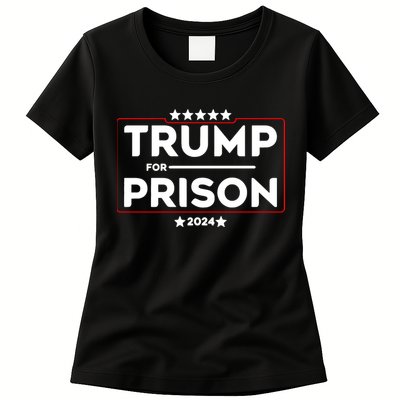 Donald Trump For Prison 2024 Trump In Jail Funny Prison Go Straight To Jail Womens T-Shirt